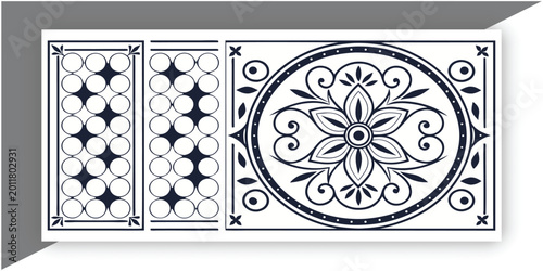 Fotografía Traditional Chinese porcelain floral pattern, cobalt blue and white color palett