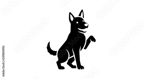 Фотография Silhouette of a Sitting Dog Raising a Paw