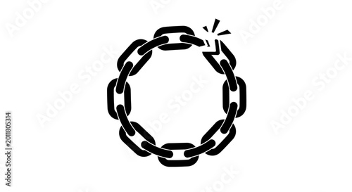 Schilderij op canvas Breaking Free: An isolated image of a chain, with one broken link, symbolizing freedom, liberation, and overcoming constraints