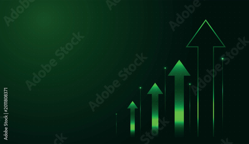 Green Arrows reflect high-speed momentum and upward scaling for any tech-driven Business. and the Strategic Business milestones