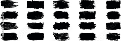 Black set paint brush, ink brush, brush strokes, brushes, lines, frames, box, grungy. Grungy brushes collection. Brush stroke paint boxes on white background - stock vector.