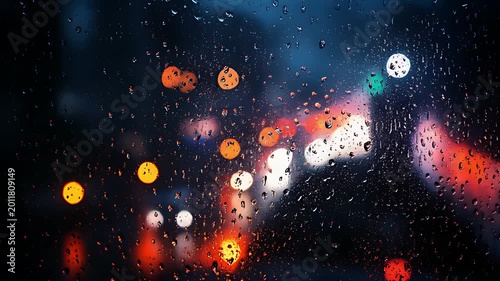 Rain drops window close-up