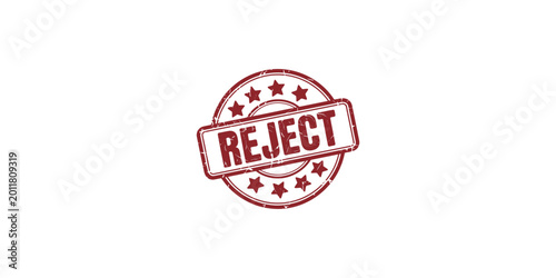 Фотография Red reject stamp with stars on white background for approval or disapproval