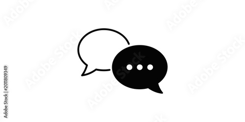 Фотография Black and white chat bubbles on a white background for communication concepts