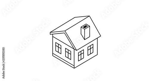 Obraz na plátně Simple house with roof and chimney.