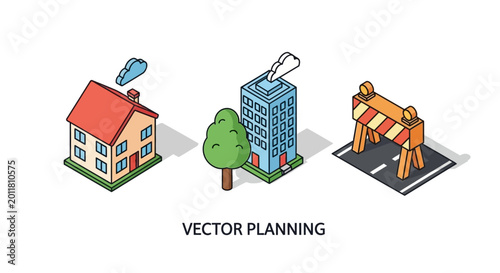 Fotografie Vector illustration of urban planning concept.