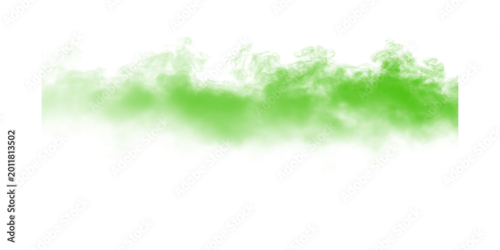 Fototapeta premium Horizontal green thick fog and smoky haze on black background
