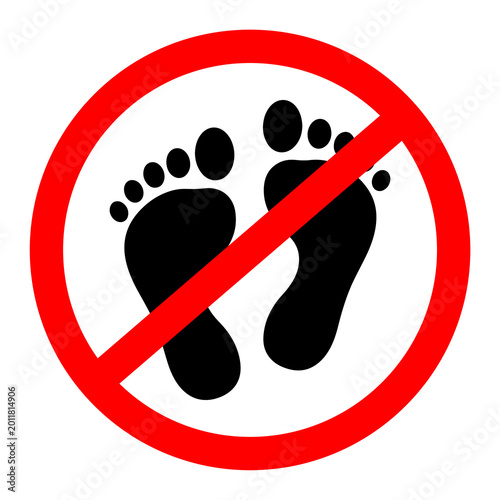 Prohibition symbol over footprints during daylight against a clean backdrop for warning and restriction concepts Isolated on transparent background