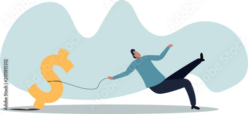 Bild auf Leinwand Working hard for money, effort to earn more salary or investment profit, tax burden or financial problem and difficulty