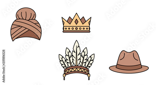 Bild auf Leinwand Brown turban crown hat headwear.