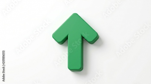 Green Arrow Pointing Upward on a White Background