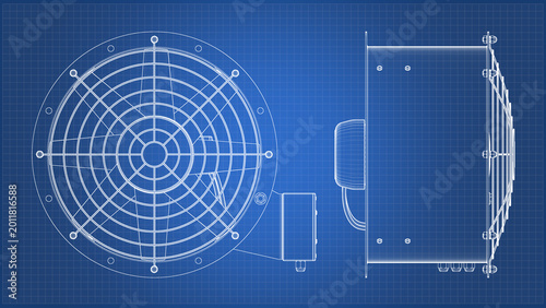 Quadro su tela Industrial Fan - drawing blueprint