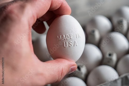 Fresh White Egg with Made in USA Label
