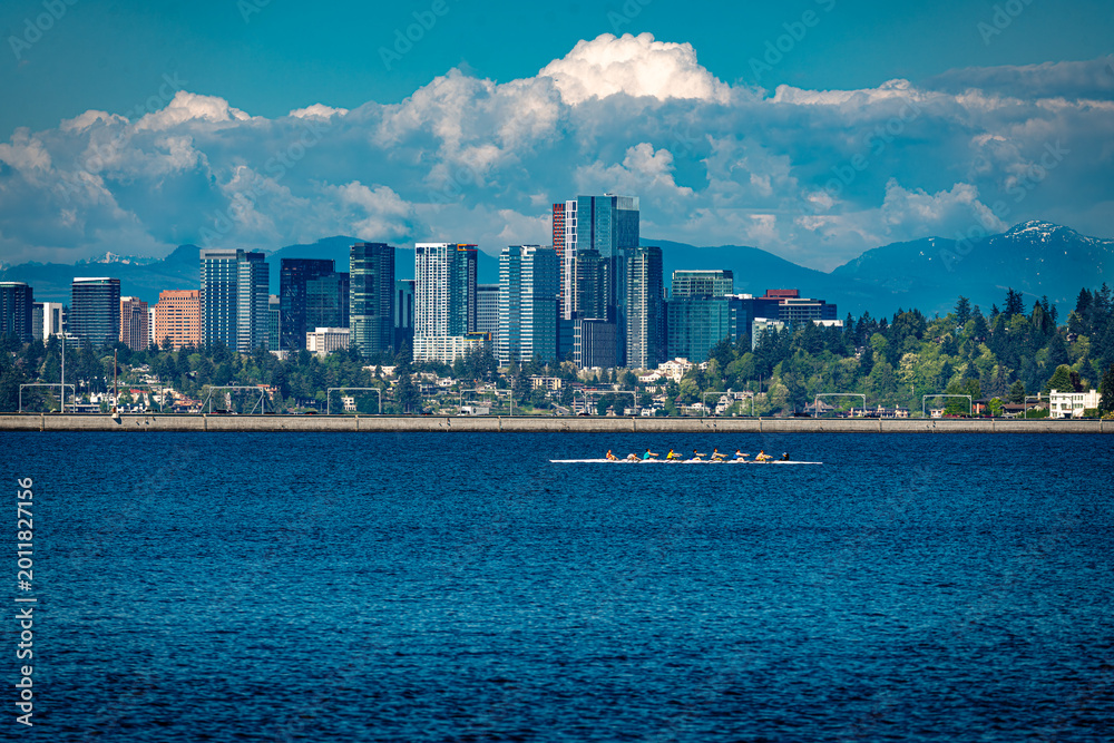 Naklejka premium Rowers And Skyline 4