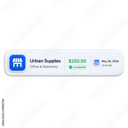 Digital Banking Transaction Interface With Urban Supplies Logo Amount Due And Date In White Background