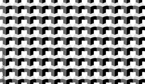 Seamless Black and Gray 3D Geometric Arch Pattern