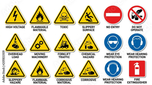 Konstfotografi Collection of Safety Warning and Prohibition Signs.