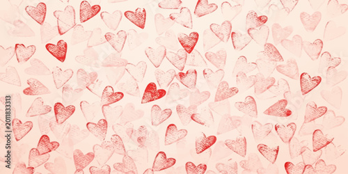 Fotografie A watercolor painting of various red hearts of love on pastel background, exuding affection and warmth