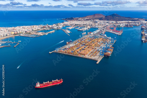 Aerial flyover abovef Port of Las Palmas; Oil Refinery, Drillships, and Global Maritime Logistics in the Canary Islands