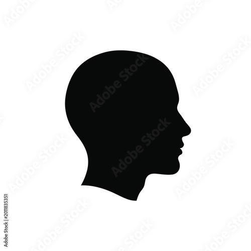 Black silhouette of a young boy in profile facing right