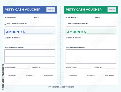 Fotografie Professional Petty Cash Voucher Set, Cash In and Cash Out Payment Receipts, Busi