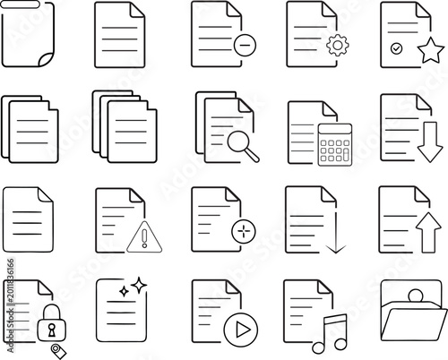 Minimal Document File Icons Set – Clean Line UI & Office Symbols