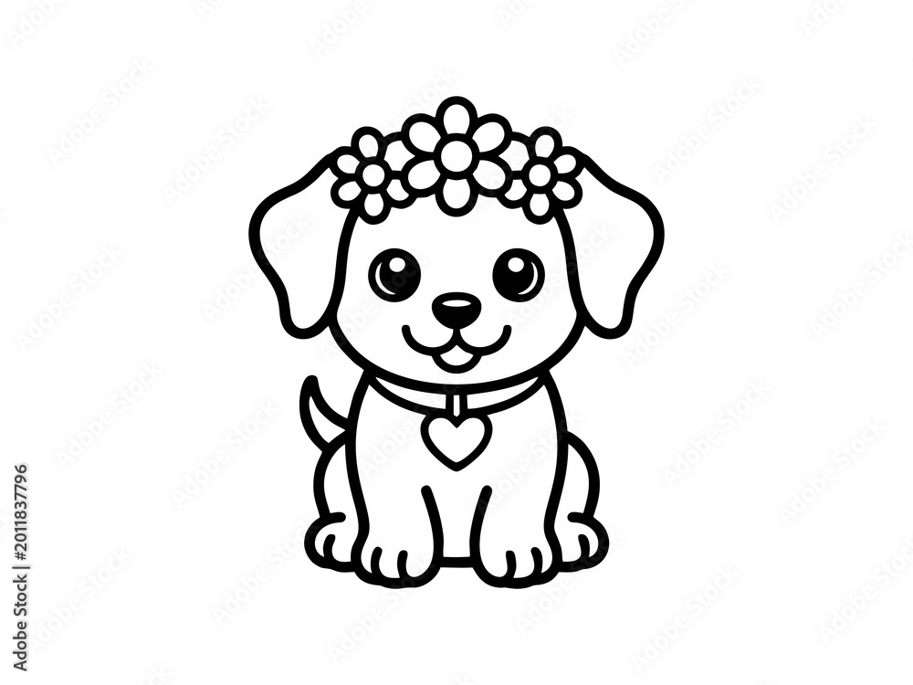 Fototapeta premium Cute Dog with Flower Crown