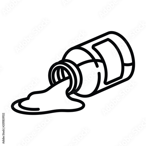 Fotografie Spilled bottle silhouette icon showing liquid leaking from a tipped container fo