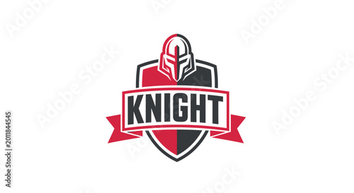 Canvas Print Knight Emblem Logo Design with Helmet and Shield.