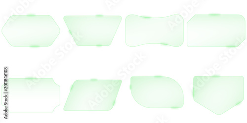 Bild auf Leinwand Bundle of glass widget icon green luminescent aura, on dark background