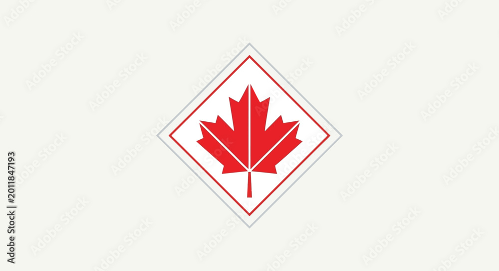 Obraz premium Red Maple Leaf in Diamond Shape Symbolizing Canada.