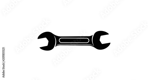 Konstfotografi Black silhouette of a double open-ended wrench on a white background