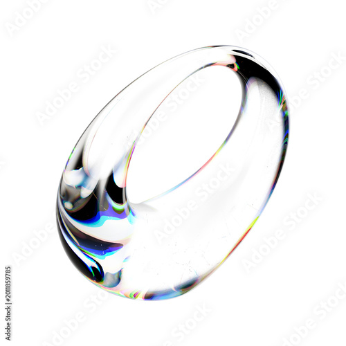 3d Render Abstract Dispersion Glass, Isolated holographic spectrum shape, Futuristic modern minimalist Y2K aesthetic, Transparent background, 3d illustration
