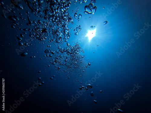 water drops on blue