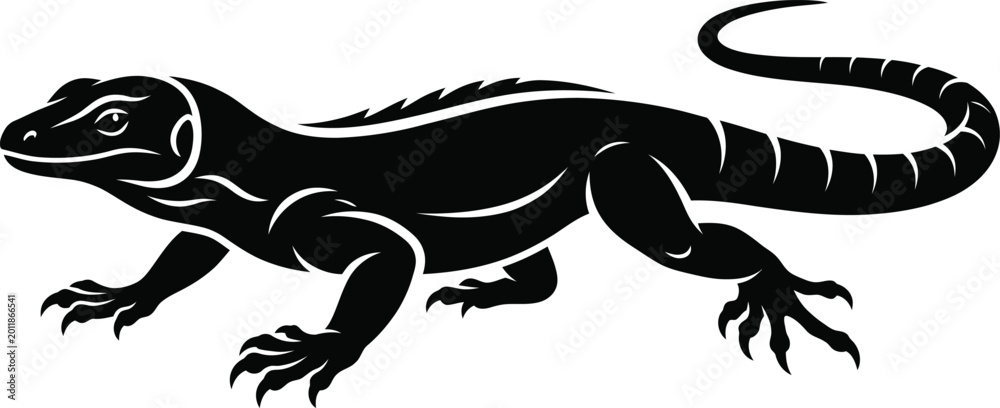 Fototapeta premium Komodo Dragon Silhouette Vector