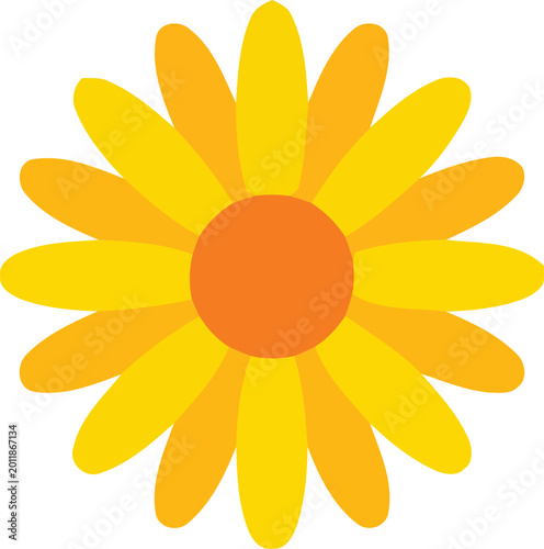 Foto Yellow Sunflower Flat Vector Illustration Minimalist Bloom Daisy Flower Head Ret