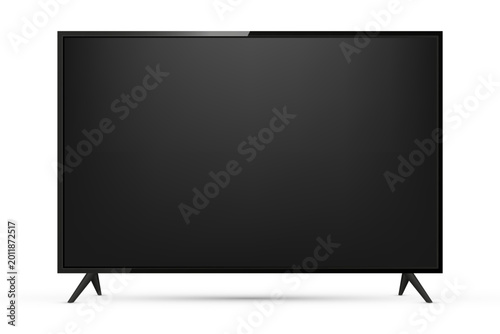 4K TV flat screen realistic. TV flat screen lcd, plasma, tv mock up. Vector illustration.