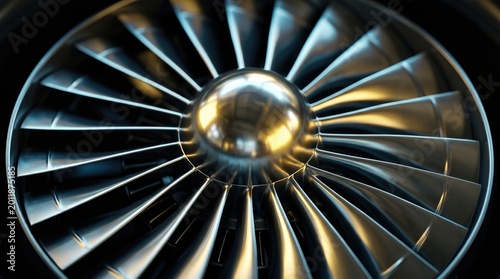 Aircraft turbine blades in close up detail