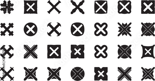 Fotografie Black and white X marks symbols.