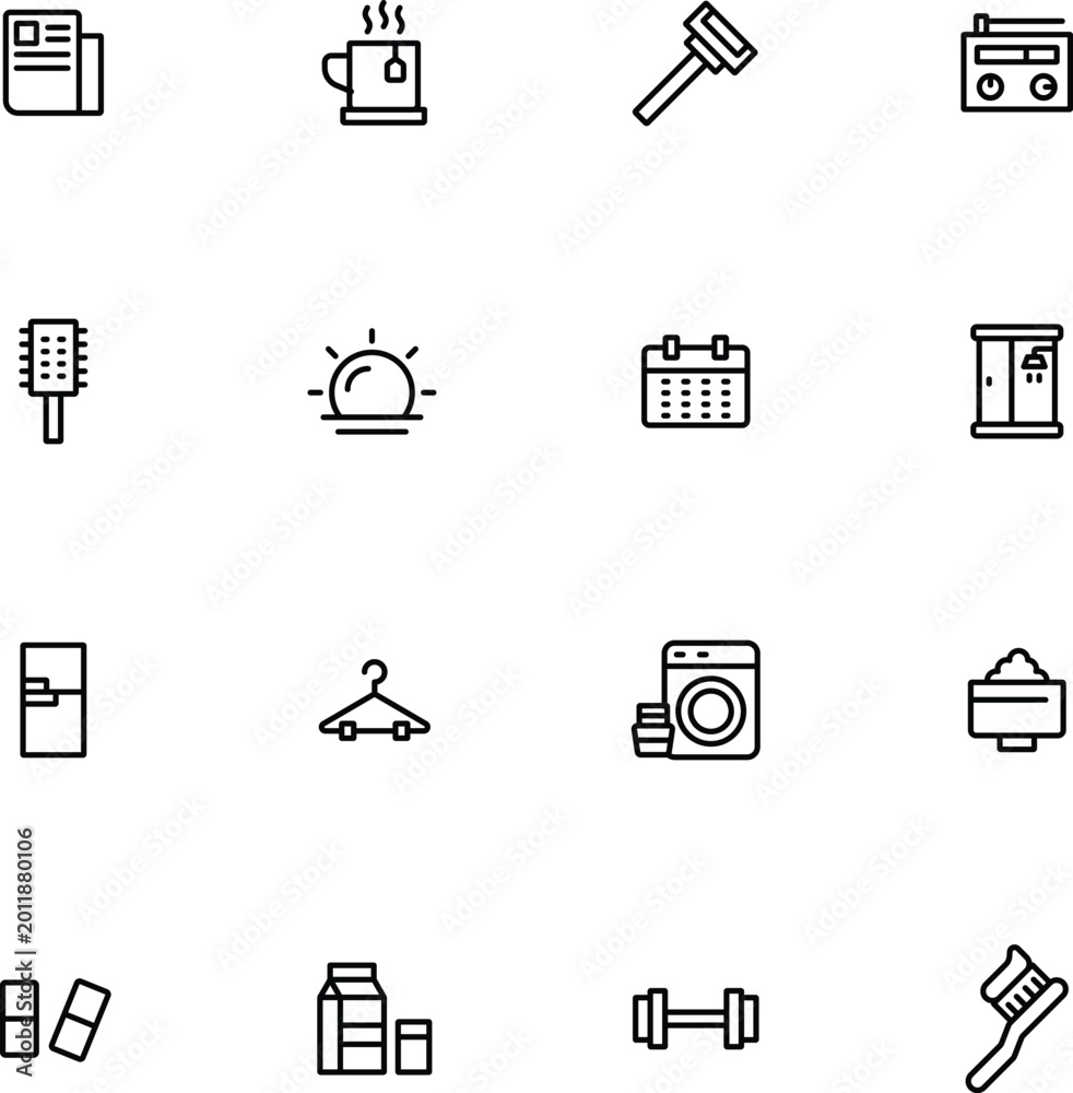 Fototapeta premium Morning routine icons with a transparent background for daily life concepts