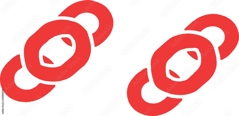 Fototapeta premium Glossy red interlocking chain links vertical design elements isolated on white background vector illustration template.