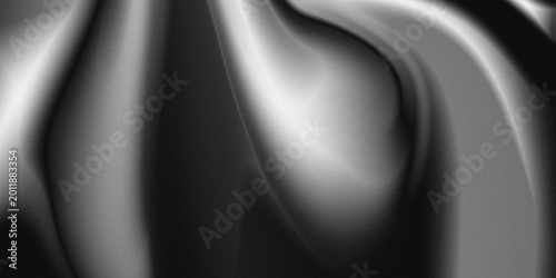 Abstract black and white silk fabric texture with smooth flowing folds, luxury satin waves background, elegant monochrome drapery pattern for modern design and wallpaper