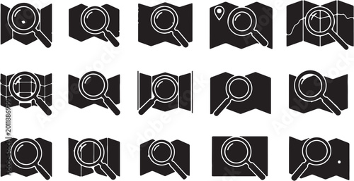 Photos Magnifying glass icons on flags.