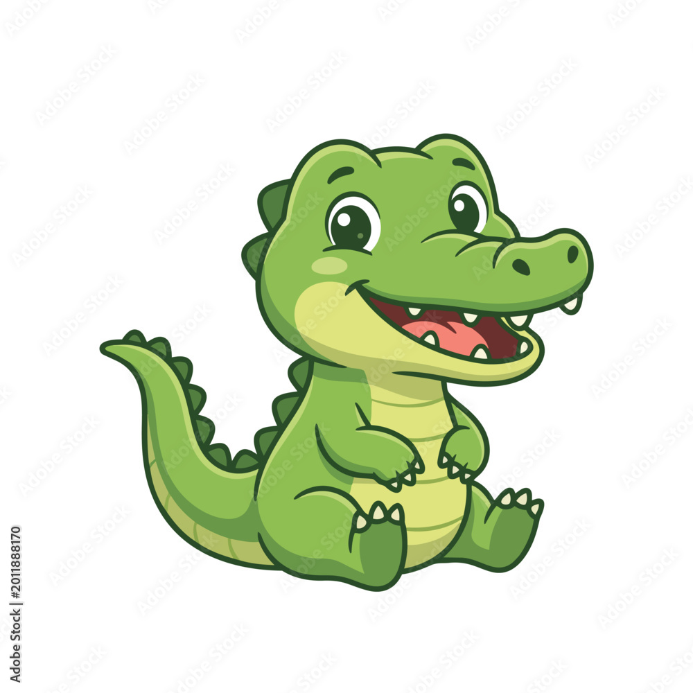 Fototapeta premium Cute Cartoon Alligator Sitting Vector Illustration