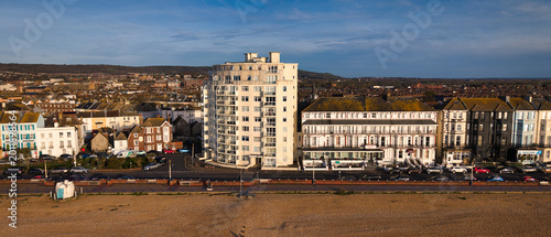 Canvastavla Aerial drone picture of Eastbourne, England, showcasing the shoreline along the
