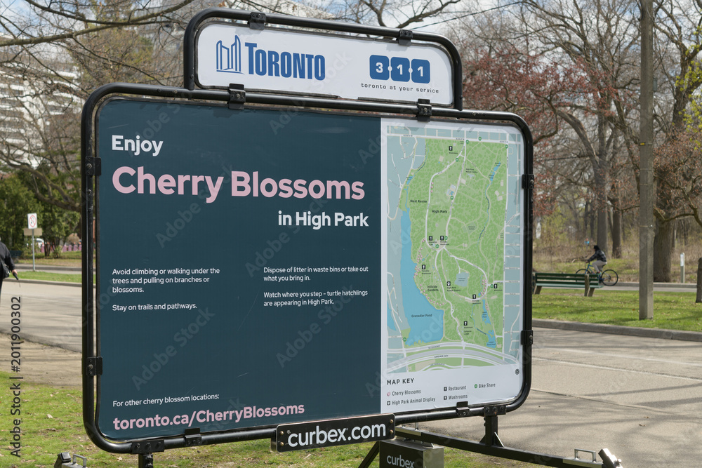 Fototapeta premium City of Toronto mobile billboard for Cherry Blossoms in High Park, located at 1873 Bloor St W