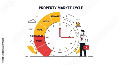 Property market cycle illustration isolated on white background