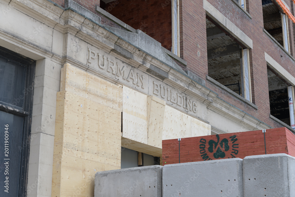 Obraz premium redevelopment of Purman Building, a historic early tall commercial building type, 1915, located at 263 Adelaide St W (site of Natasha Residences), Toronto