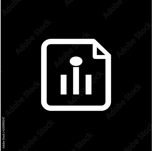 Info information icon, simple vector style Document with Bar Chart Icon
