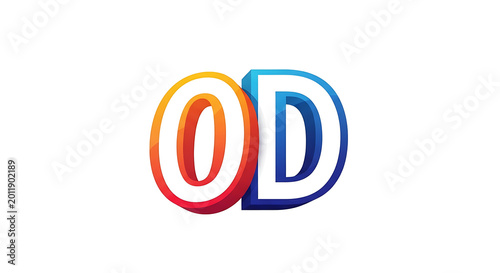 Red and blue circle with black letters od